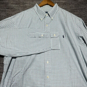 Ralph Lauren Button Down Shirt Men's XL Plaid Blue Long Sleeve Classic Fit